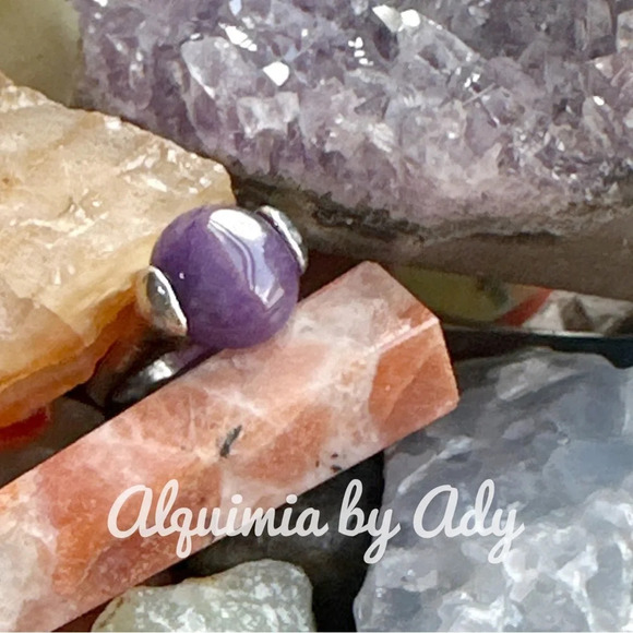 Purple Jade Victorian silver gem ring - Picture 1 of 8